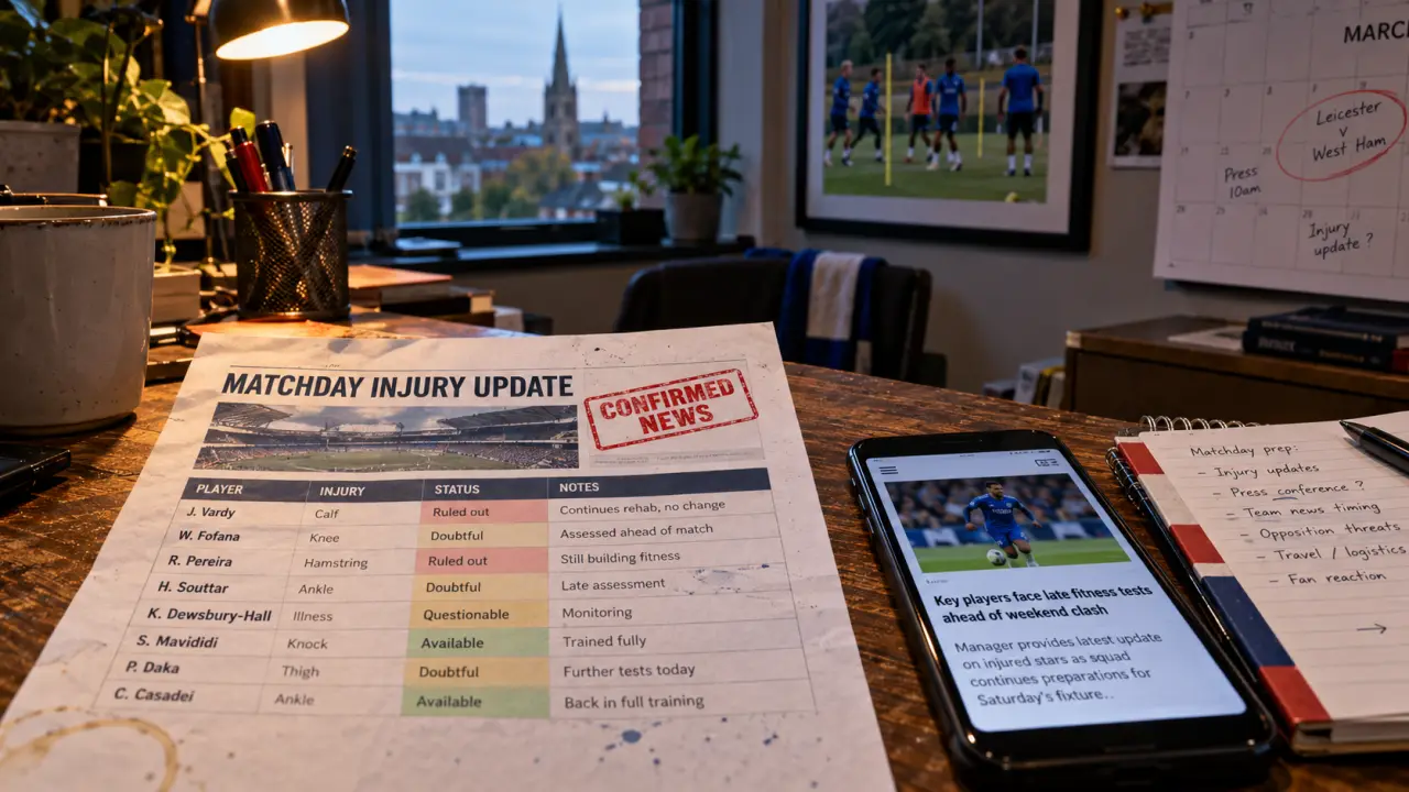 Leicester soccer news confirmed updates on an injury sheet in a media room